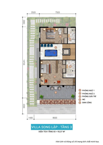 Mặt bằng villa song lập